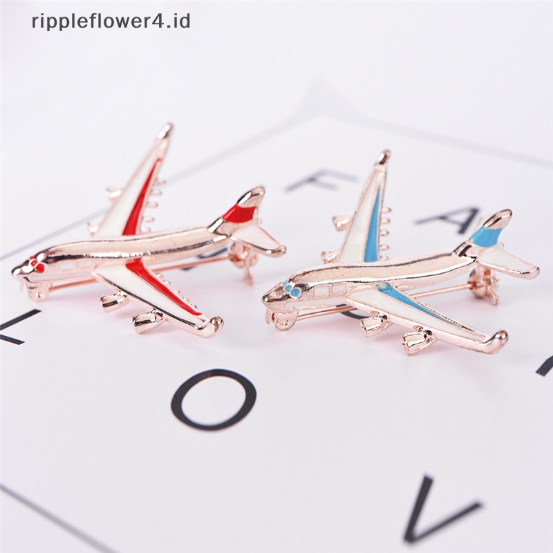 {rippleflower4.id} Bros Pesawat Kecil Yang Lucu Paduan Biru Bros Pin Perhiasan Model Pesawat Tempur~