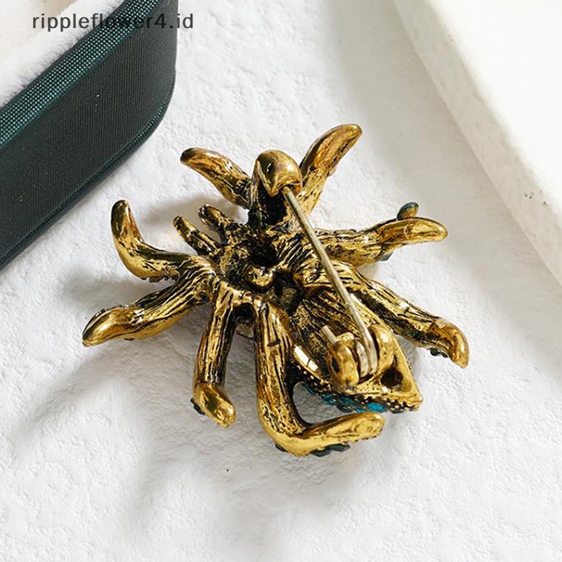 {rippleflower4.id} Retro Berlian Imitasi Spider Bros Pin Kreatif Serangga Bros Aksesoris Pakaian~