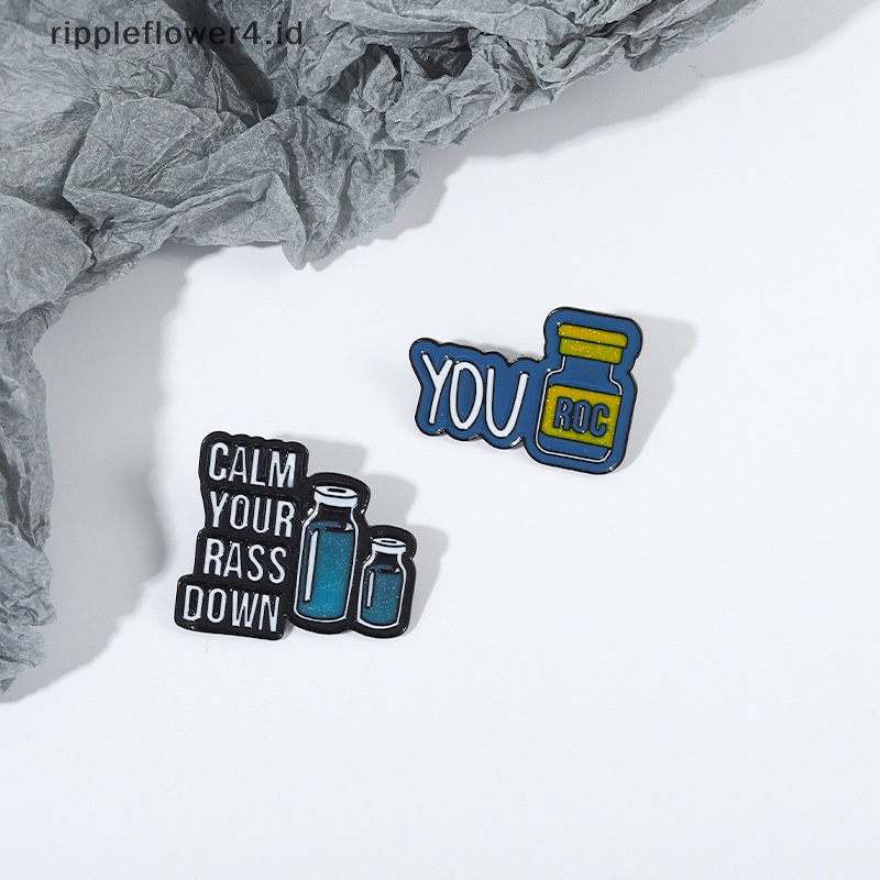 {rippleflower4.id} 1pcs Coffee is My Blood Type Enamel Pin Bros Calm Down You ROC Lapel Badges Punk Lucu Perhiasan Hadiah Untuk Teman Anak~