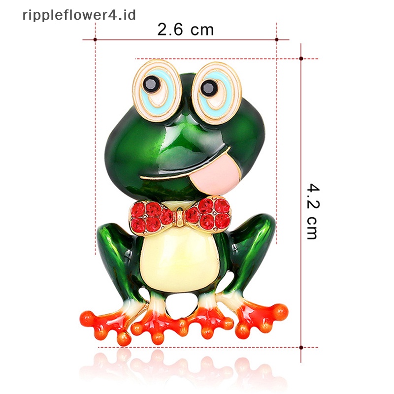 {rippleflower4.id} Perhiasan Bros Kodok Busur Enamel Kartun Untuk Wanita Pria Hadiah Syal Pin Aksesori~