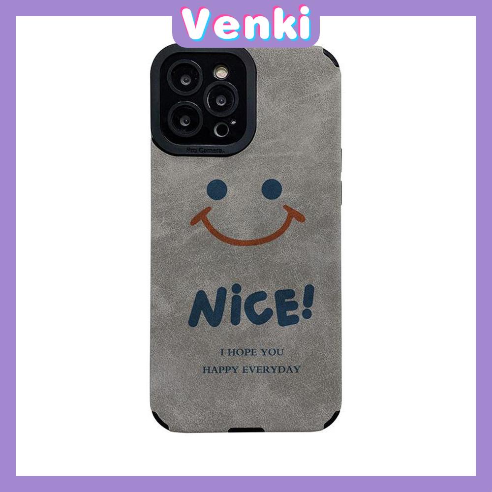 VENKI - Untuk iPhone 11 Casing Ponsel Kulit Dilaminasi Murid Mata Suede Casing Ponsel  Soft Shockproof Airbag Pelindung Kamera Emoticon Senyum Lucu Kompatibel dengan iPhone 14 13 12 Pro