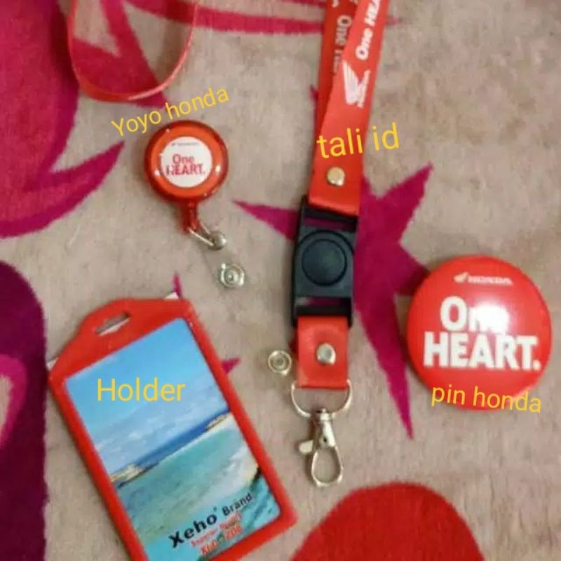 

tali id card honda oneheart 1 set lengkap tali+yoyo+holder ecer grosir