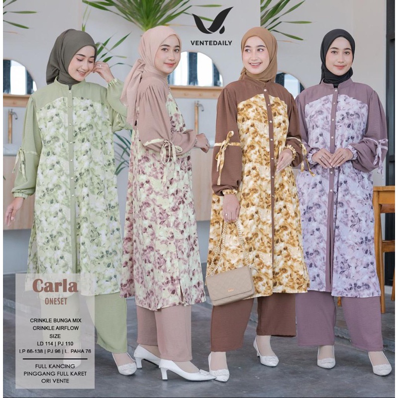 CALRA ONESET Setelan ORI VENTE DAILY | Ld114 Cinkle Airflow Motif