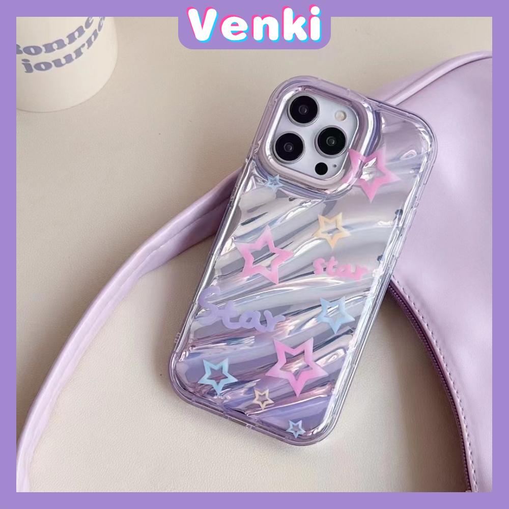 VENKI - Untuk iPhone 11 iPhone Case Laser Reflektif Bening Phone Case TPU Soft Shockproof Airbag Case Bintang Sederhana Kompatibel dengan iPhone 14 13 Pro Max 12 Pro Max XR XR 7Plus 8Plus