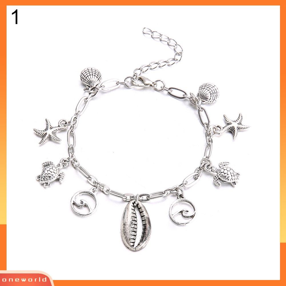 [WOD] Fashion Wanita Bintang Laut Sea Turtle Wave Shell Gelang Kaki Pantai Kaki Ankle Bracelet
