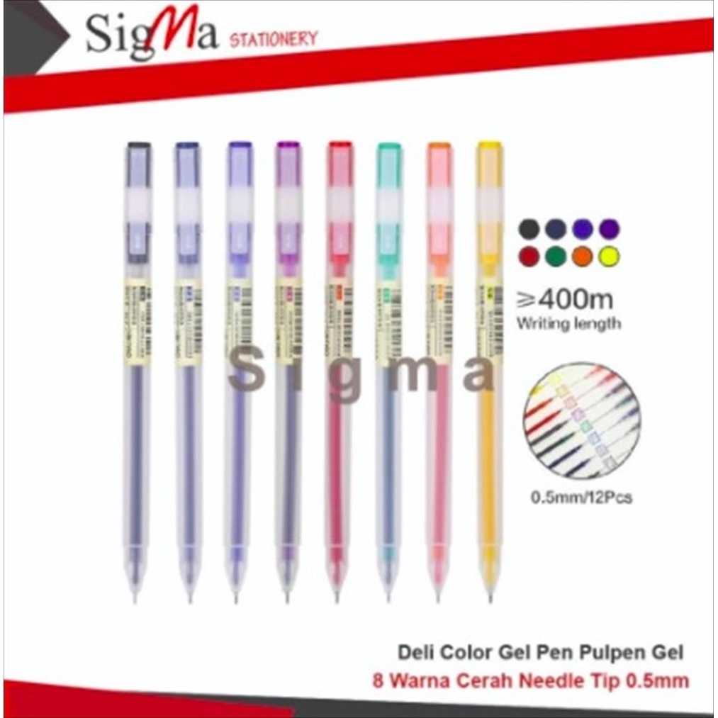 

Pulpen Gel Warna Warni DELI 8 Warna 0.5mm (Pcs/Satuan)