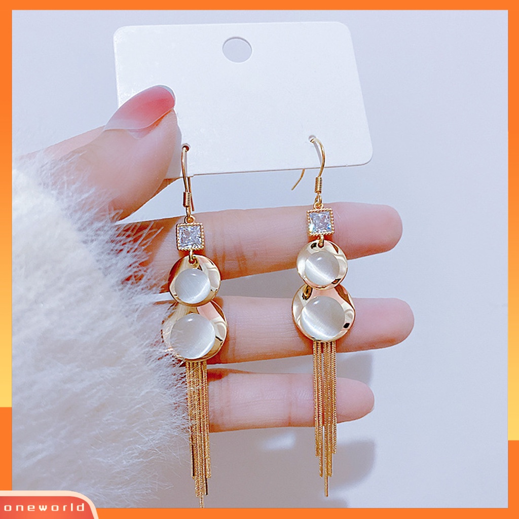 [WOD] 1pasang Anting Juntai Panjang Geometris Bunga Busur-Simpul Berbentuk Liontin Gaya Korea Tusuk Fashion Warna Emas Anting Multi-Tipe Untuk Wanita