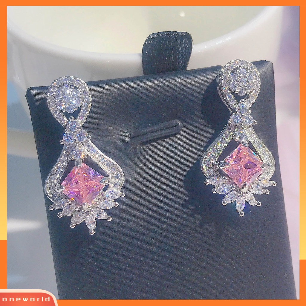 [WOD] 1pasang Anting Lady Hias Berlian Imitasi Berkilau Bentuk Geometris Anting Lady Drop Simetris Untuk Hadiah