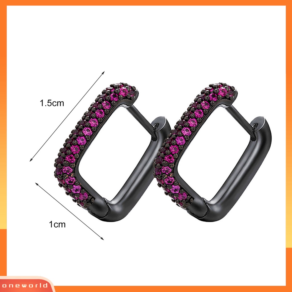 [WOD] 1pasang Drop Earring Berlian Imitasi Gaya Barat Geometris Electroplating Hypoallergenic Hias Colorfast Wanita Vintage Square Earrings Untuk Pacaran