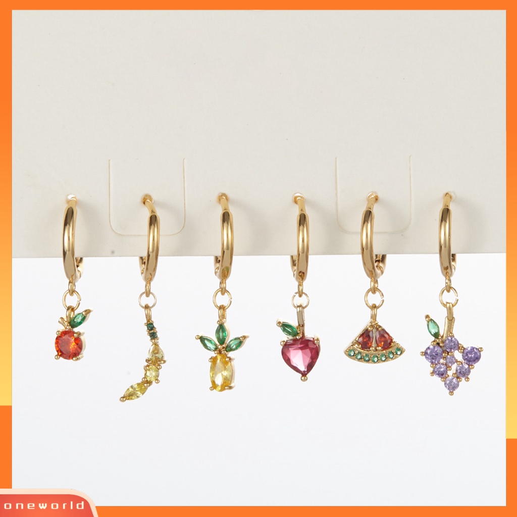 [WOD] 1pc Anting Menjuntai Anggur Warna-Warni Berlian Imitasi Perhiasan Anting Hoop Buah Untuk Pakaian Sehari-Hari