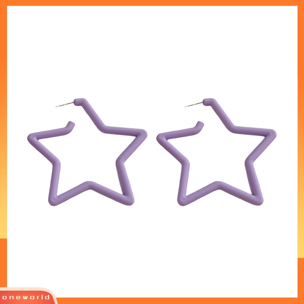 [WOD] Wanita Anting Warna Solid Berlebihan Hip Hop Bintang Besar Kokoh Menjuntai Anting-Anting Perhiasan Perempuan