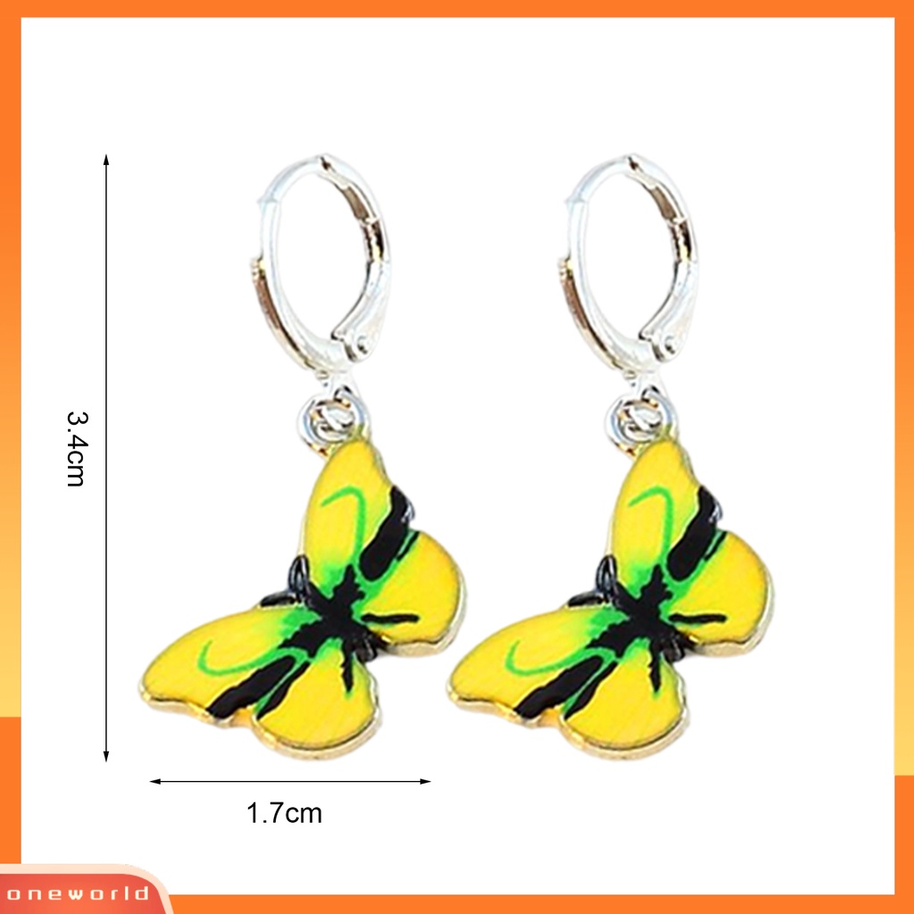 [WOD] 1pasang Wanita Menjuntai Anting Bentuk Hewan Indah High-end Kupu-Kupu Liontin Lady Hoop Earrings Perhiasan Perempuan