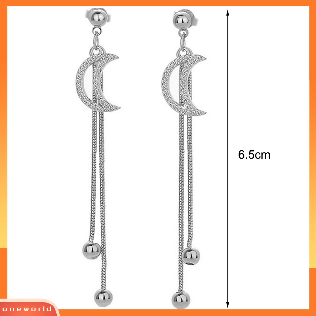 [WOD] 1pasang Anting Rumbai Electroplate Anti Gores Hias Berkilau Berlian Imitasi Perhiasan Earring Studs Perlengkapan Gaun