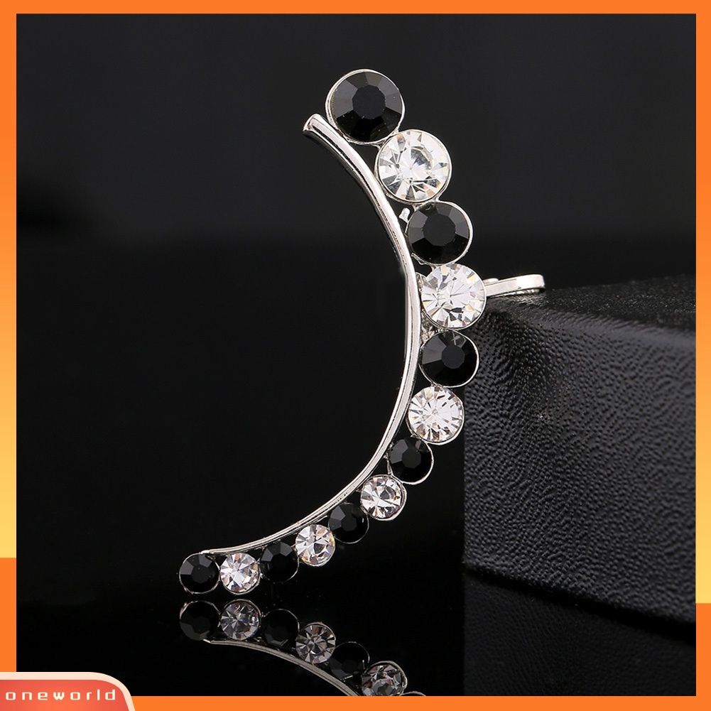 [WOD] Wanita Fashion Kreatif Berlian Imitasi Ear Stud Cuff Klip Anting Perhiasan Charm