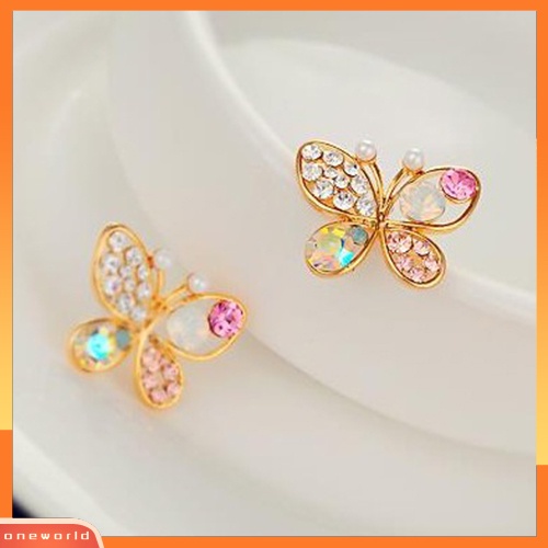 [WOD] Wanita Fashion Chic Indah Berlian Imitasi Berongga Kupu-Kupu Telinga Stud Earrings Perhiasan