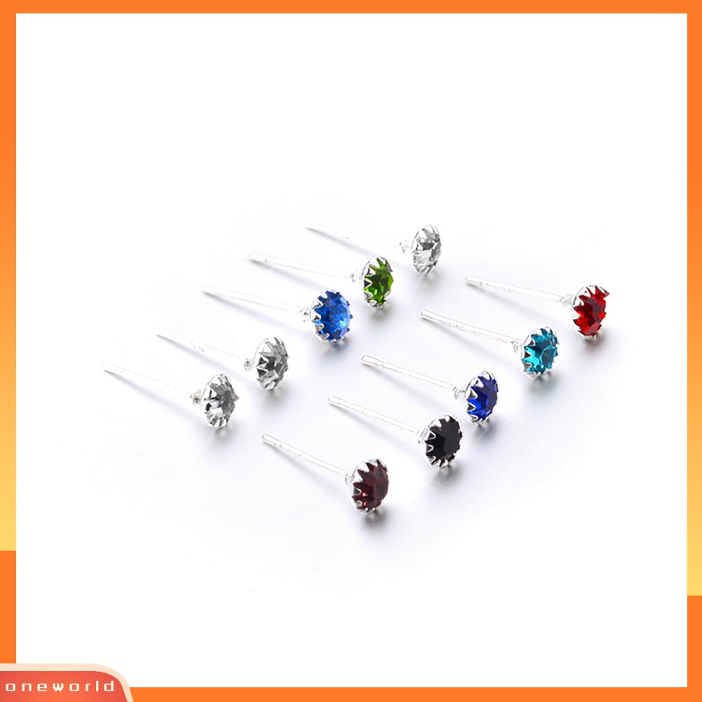 [WOD] 20pasang Fashion Sederhana Wanita Warna Campur 2mm Berlian Imitasi Ear Studs Earrings