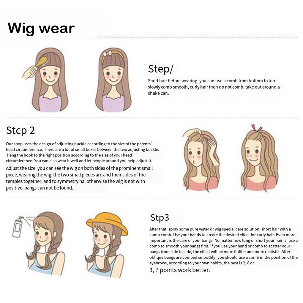 Wig Rambut Pendek Portable Hairpieces Potongan Rambut Palsu Ringan Wanita Wig Dengan Topi Hair Extension Party Cosplay