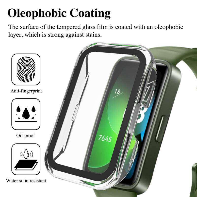 Tempered Glass+PC Bumper Pelindung Case Untuk Huawei Band8 Smartband Full Cover Pelindung Layar Nyala Untuk Huawei Band8