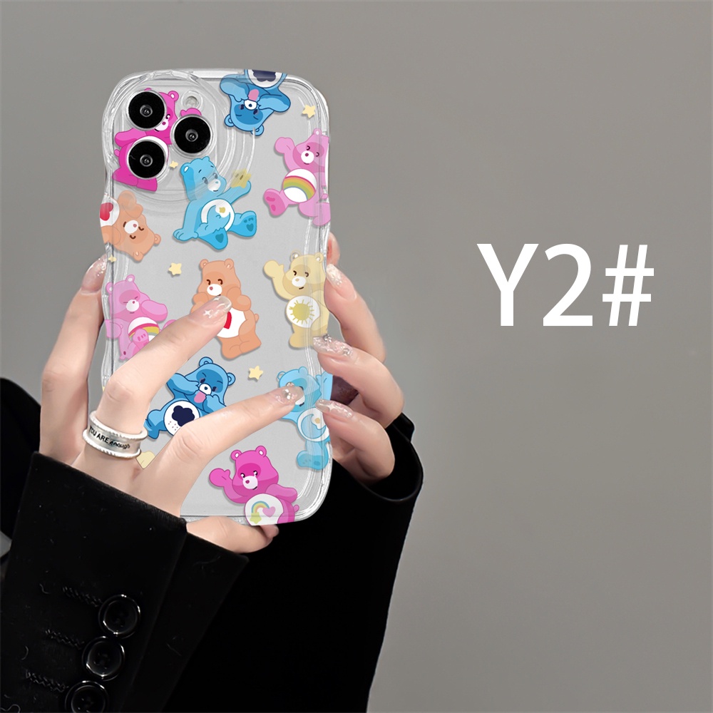 Case Samsung A14 A04 A04E M23 A13 A03S A53 A73 A33 A02 A50S A30S A23 A22 A21S A12 A02S A11 A51 A10 A30 A52 A52S M12 A71 A53 A32 Beruang Warna Warni Wave Edge TPU Phone Cover