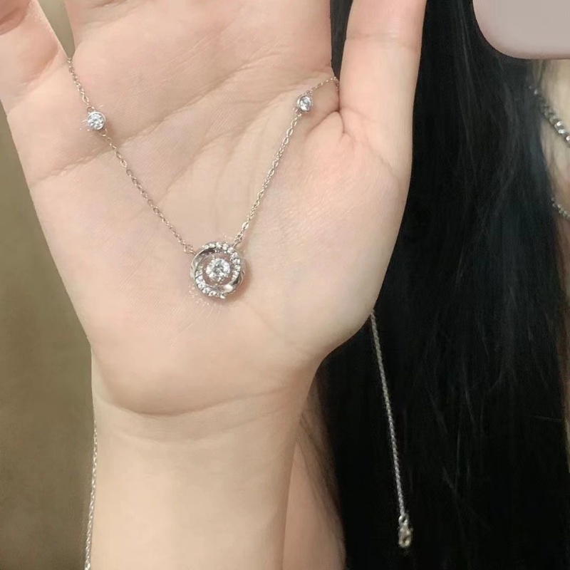 Manis Kalung Lingkaran Berlian Mewah Hari Valentine Romantis Liontin Berlian Kalung Untuk Wanita