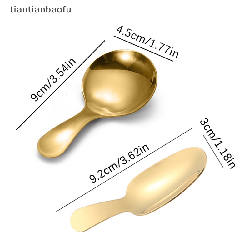 [tiantianbaofu] Lucu Stainless Steel Gagang Pendek Kepala Bulat Sendok Bayi Es Krim Dessert Spoon Butik