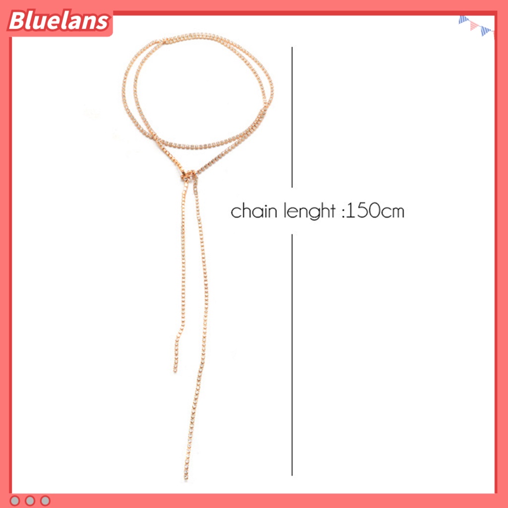 [BLS] Kalung Berlian Imitasi Hias Tie Up Wanita Panjang Shiny Choker Necklace Jewelry Untuk Pesta