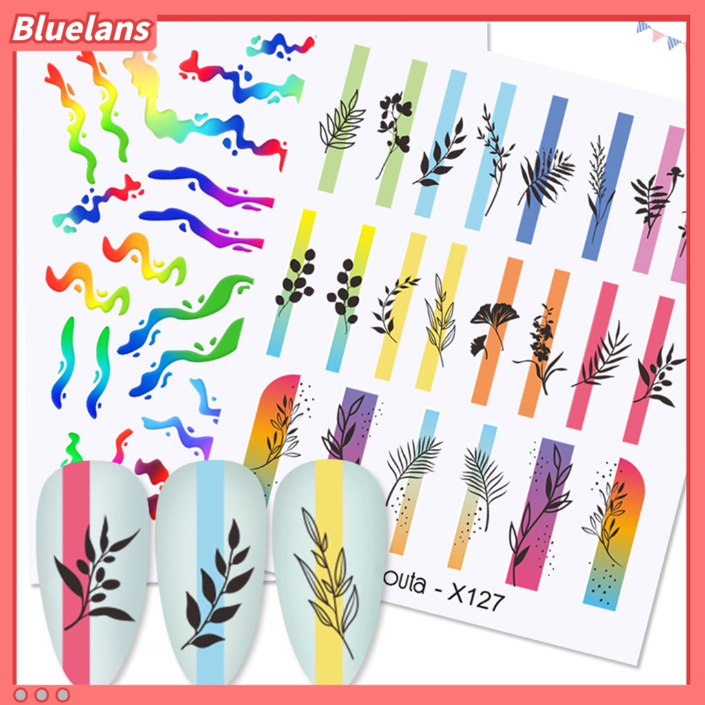 [BLM] Stiker Kuku Romantis Efek 3D Ultra Tipis Bunga Cinta Desain Valentine Kuku Air Decals Untuk Manicure