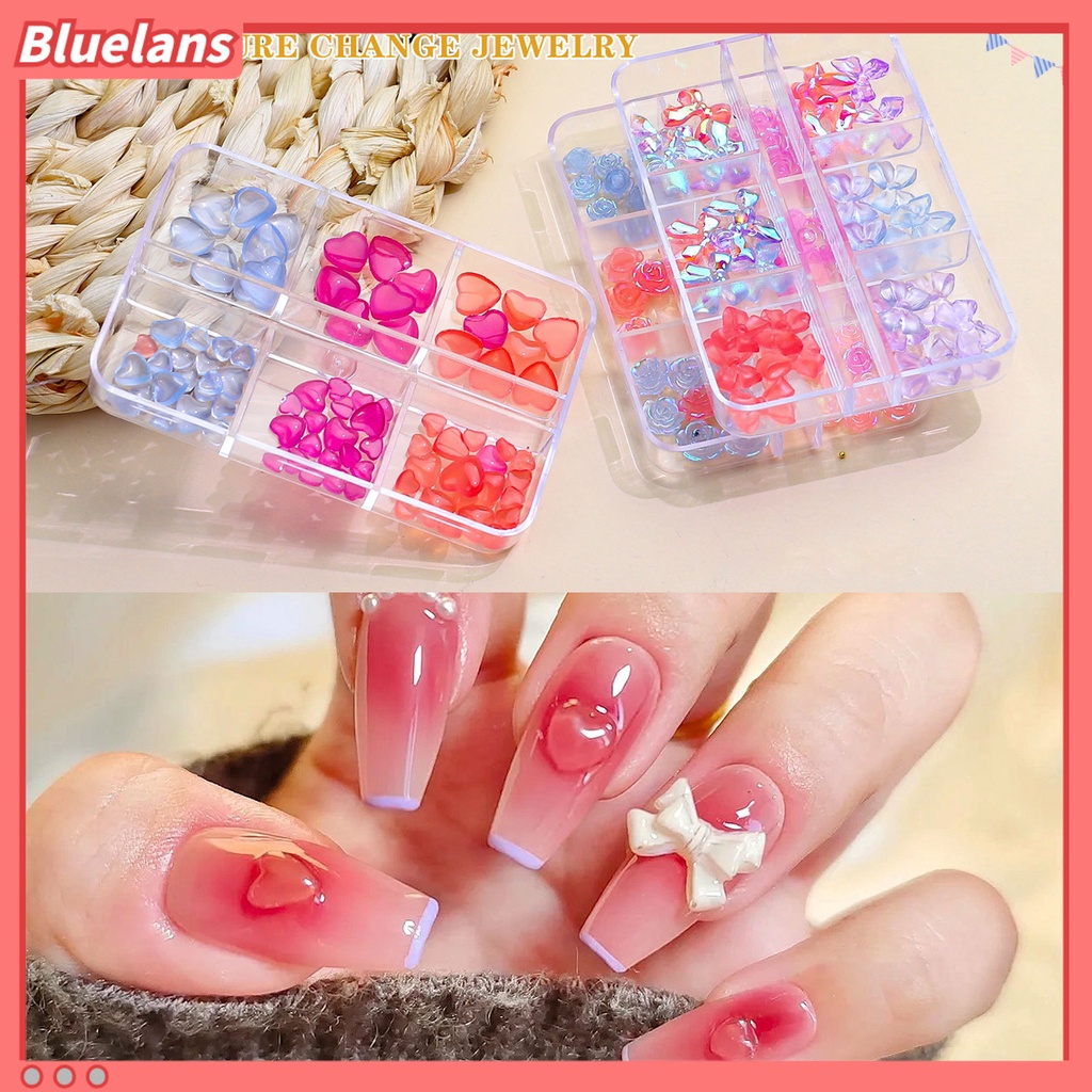 [BLM] Aksesoris Kuku Love Bentuk Hati Busur Berubah Warna Camellia Aksesoris Dekorasi Kuku Untuk Wanita