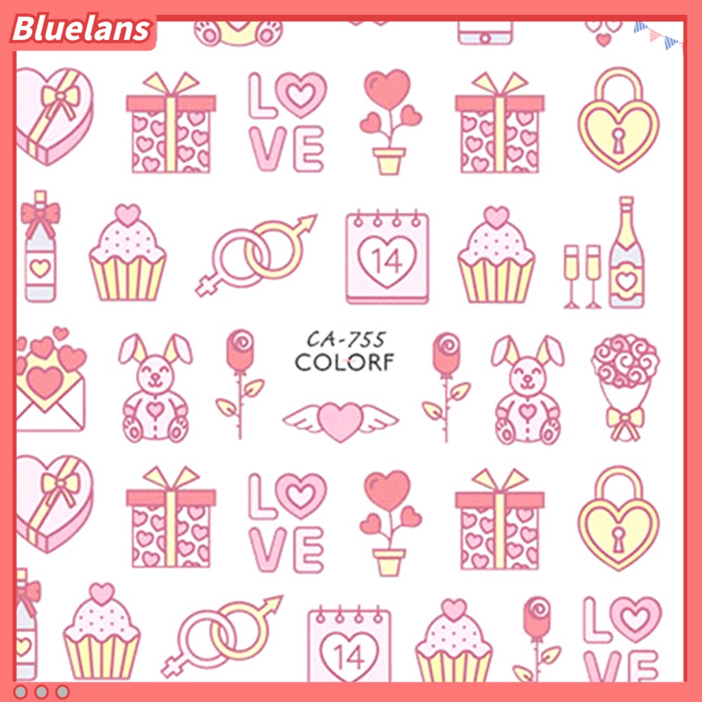 [BLM] Stiker Kuku Perekat Diri Kuat Lengket Tahan Air Warna Cerah Pola Indah Tahan Luntur Hewan Peliharaan Hari Valentine Bertema Kuku Stiker Ornamen Perlengkapan Kuku
