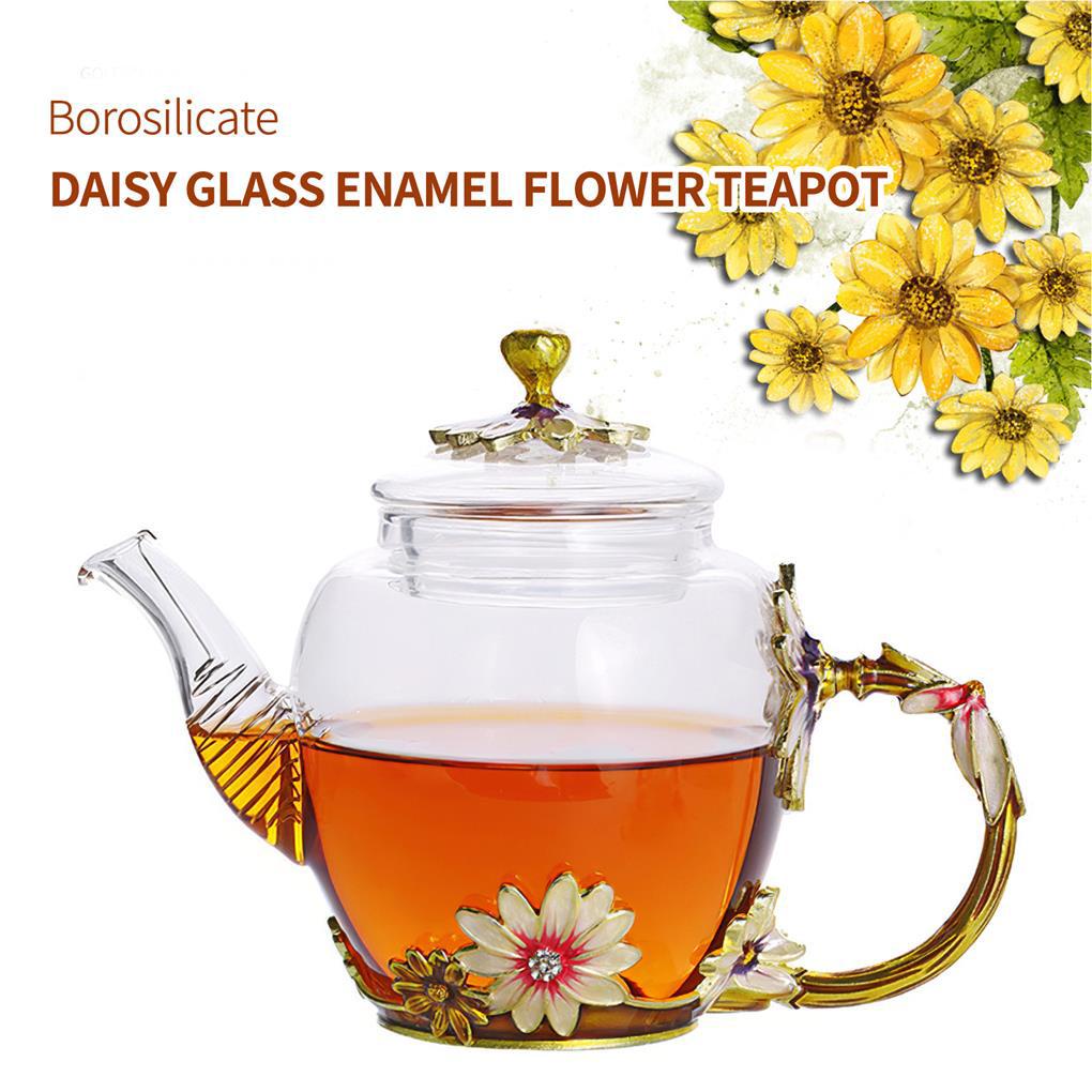 1set Teko Motif Bunga Transparan Dapat Dicuci Tahan Panas Pengganti Rumah Tangga Ketel Teh Dengan Cangkir Minum
