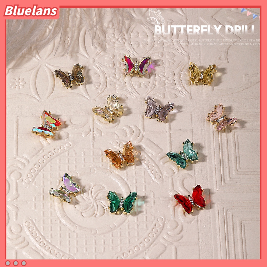 [BLM] 10pcs Nail Art Decor Tiga Dimensi Shiny Glitter Sparkling DIY Aksesoris Kuku Mini Kristal Palsu Pesona Kuku Kupu-Kupu Manicurist Supply