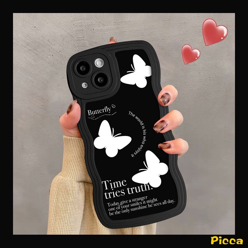 Casing Pinggiran Bergelombang Untuk Vivo Y36 Y16 Y02 Y35 Y22 Y21 Y12s Y30 Y91 Y12i Y15 Y15s Y11 Y12 Y21s Y22s Y02s Y17 Y33s Y20 Y93 Y50 V20 Y15A V25EY91C V25 Penutup Label Huruf Kupu-Kupu Fantasi