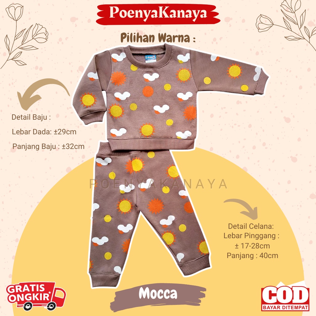 Setelan Sweater Jaket Bayi Anak Panjang Awan &amp; Matahari HBc Size 6-18 Bulan SPY55