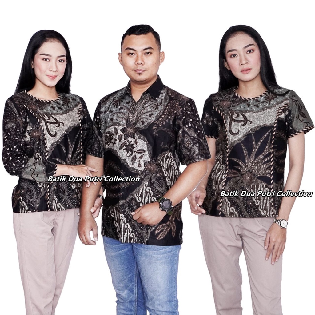 Batik Couple Atasan Batik Wanita Lengan Panjang Kemeja Batik Pria