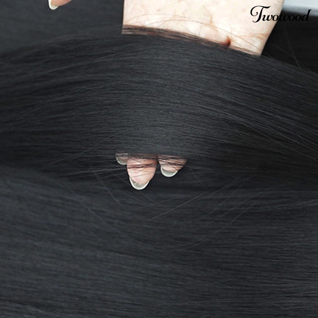 Twowood Wig Panjang Lurus Jaring Dalam Bernapas Serat Suhu Tinggi Bernapas Wig Rambut Hitam Untuk Perempuan