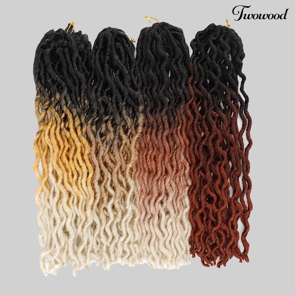 Twowood Braided Wig Curly Memperpanjang Rambut Tekstur Tebal Gimbal Hitam Wanita Faux Locs Crochet Wig Untuk Perempuan