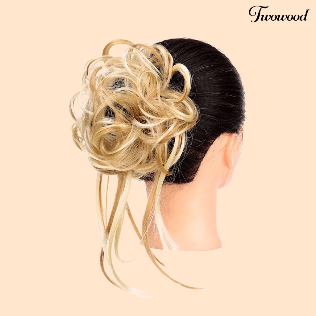 Twowood Wig Messy Effect Fluffy Hair Breathable Sanggul Rambut Chignon Messy Scrunchie Elastis Untuk Pesta