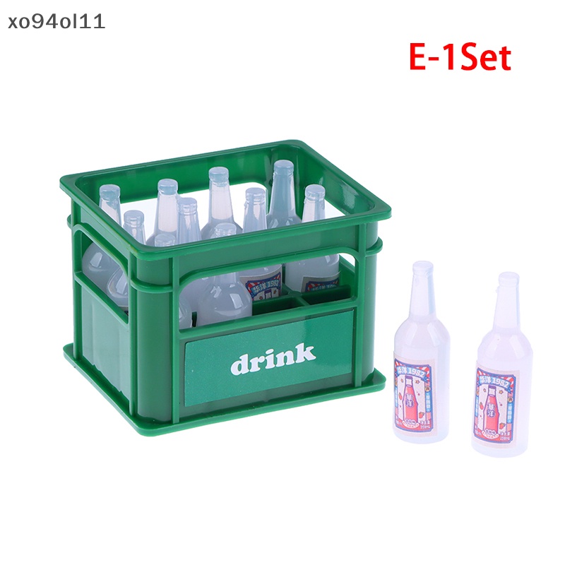 Xo 1Set 1:12 Rumah Boneka Miniatur Soda Drink Drinks Botol Dengan Kotak Mini Food Modle Dekorasi Dapur Mainan Aksesoris Rumah Boneka OL