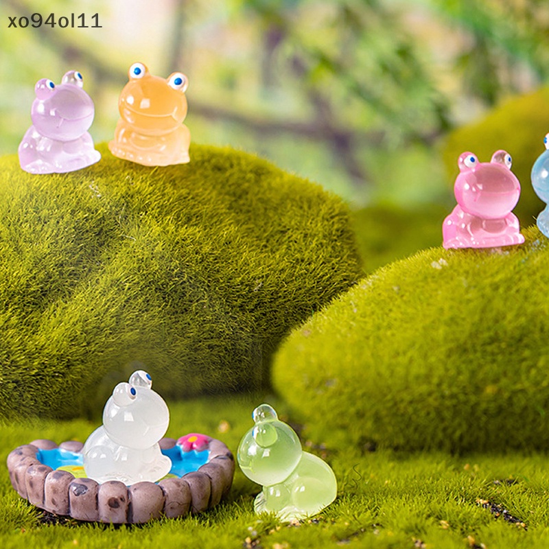 Xo 1Pc Ornamen Katak Kecil Neon Mini Miniatur Kodok Mungil Dekorasi Rumah Boneka OL