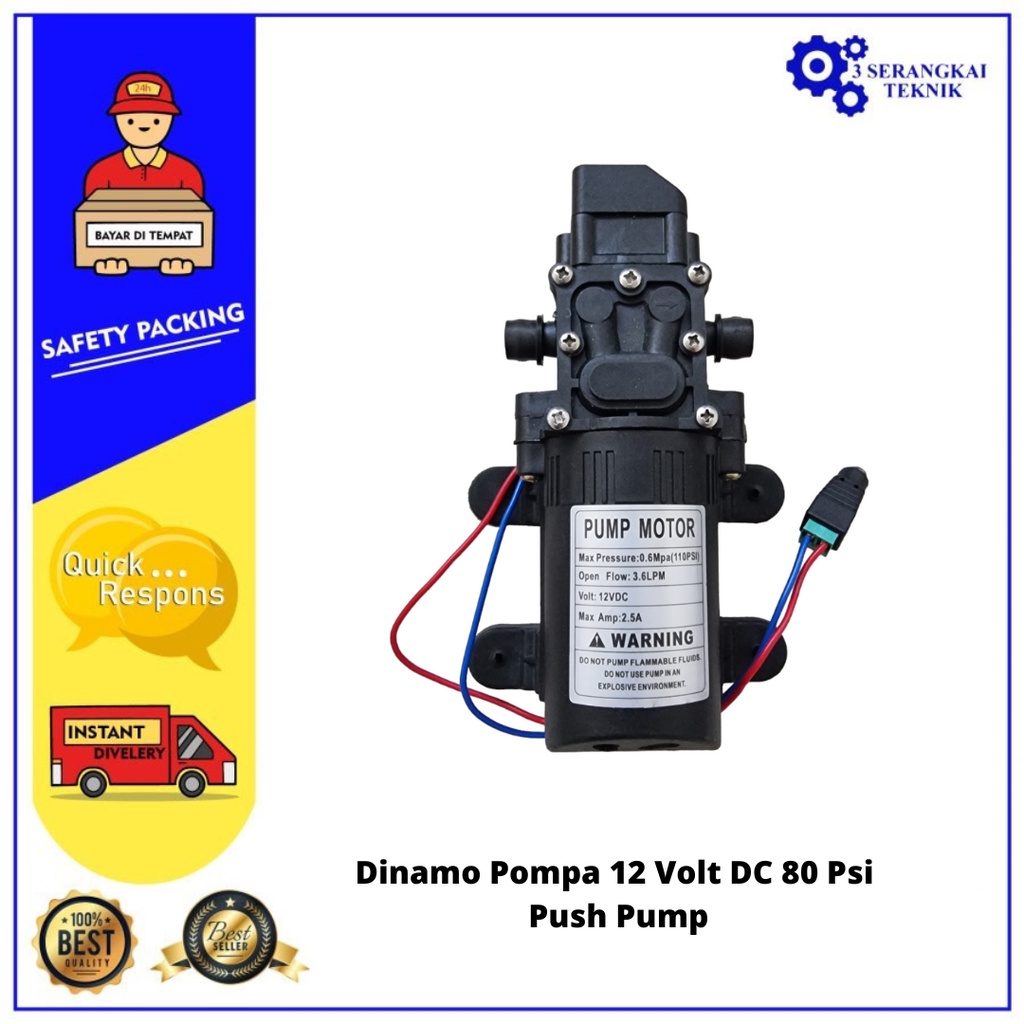 TISERA Push Pump Knapsack Dinamo DC 12 Volt Cuci Motor Mobil AC