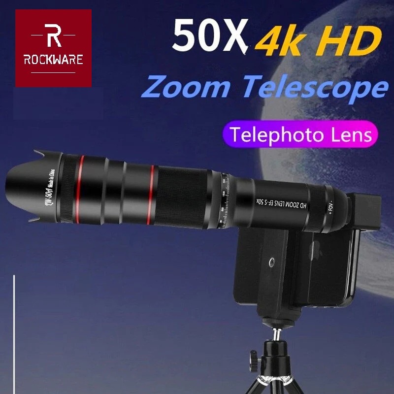 AKN88 - ROCKWARE F-ST50X 50X Zoom Smartphone Telephoto Lens HD Image Lensa HP