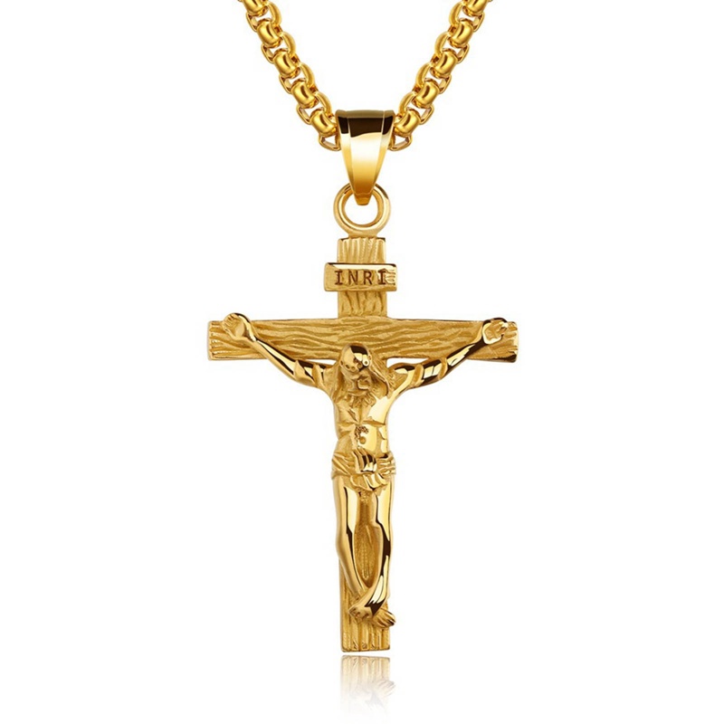 Kalung Salib Emas Liontin Salib Yesus Untuk Pria Wanita