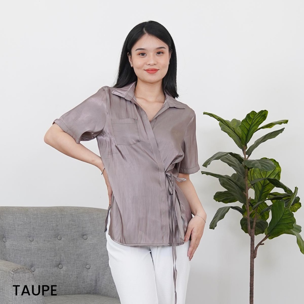Atasan Shimmer Lengan Pendek Kenanga Blouse Top Wanita