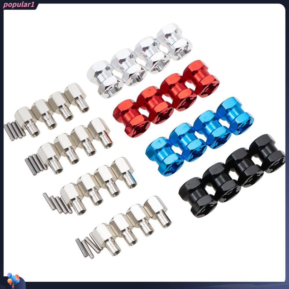 Populer 4pcs 12mm Hex Wheel Hub Drive Adapter Kunci Roda Tabung Hex Adaptor Crawler Mobil Truk Aluminium Untuk Aksesori Mobil