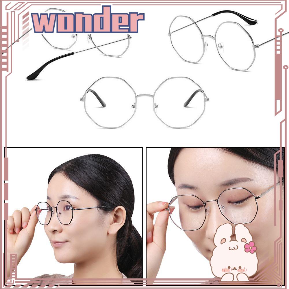 Wonder Kacamata Anti-Biru Retro Octagon Metal Vision Care
