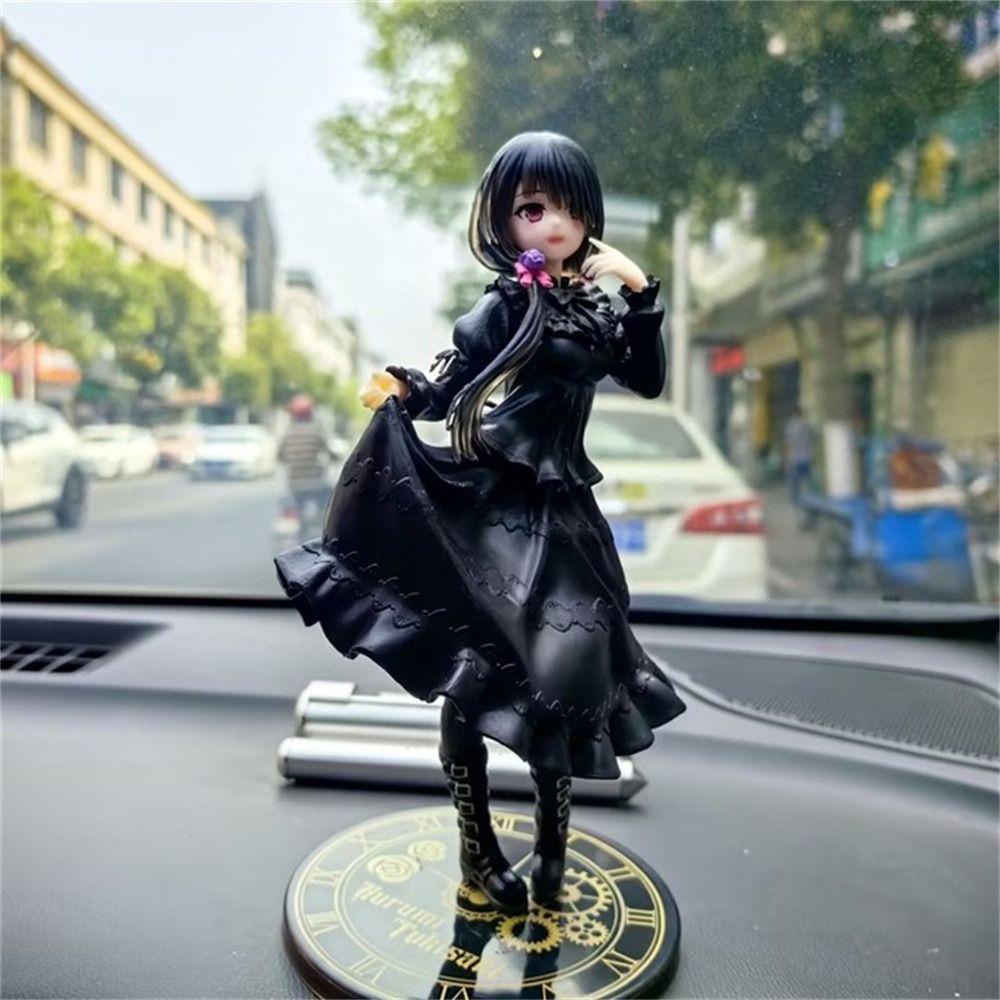 Lanfy Kurumi Tokisaki Figure Hadiah Anak PVC Action Figure Gaun Hitam Tokoh Anime Pakaian Kasual Model Kurumi Tokisaki