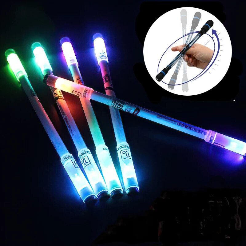 

Rotating Pen / Balpoin berputar anti-tekanan seimbang dengan lampu LED bercahaya-COD