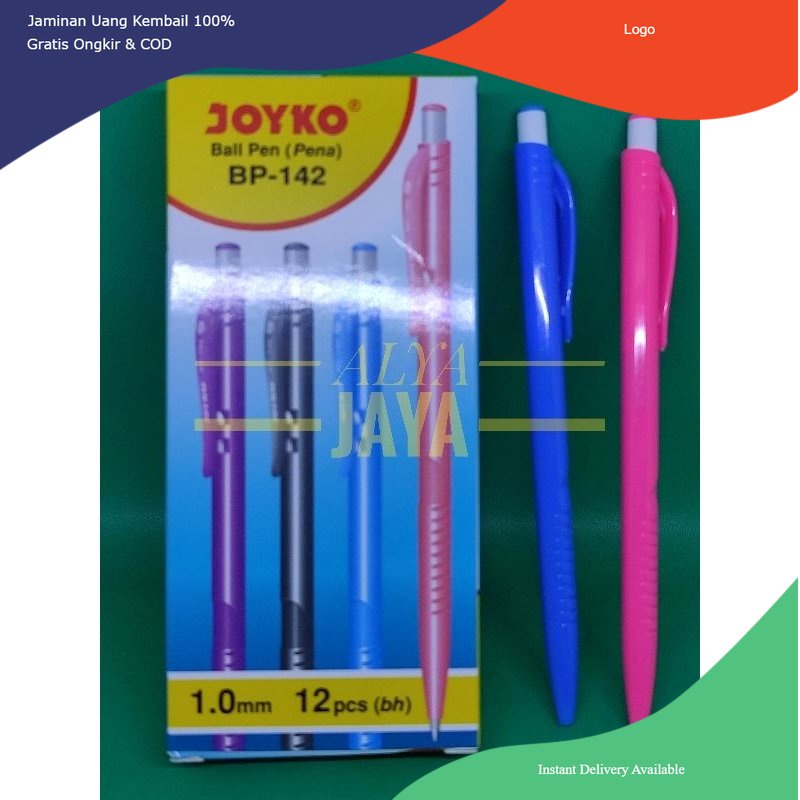 Pulpen Pena Ballpoin Joyko klik 1 pack Isi 12 Pcs