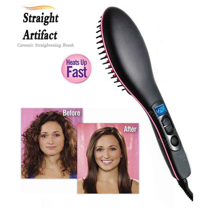 STRAIGHT ARTIFACT Ceramic Straightening Brush Catok Sisir Smoothing
