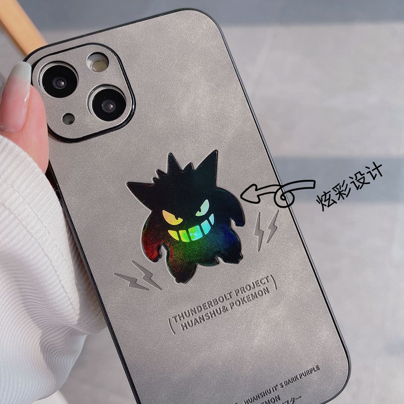 【Gradient Laser】Case IPhone 11 12 13 14 Pro Max X XR XS MAX 14 Plus Protect Case Man Men's Fashion Black Pokemon gengar Monster Phone Case